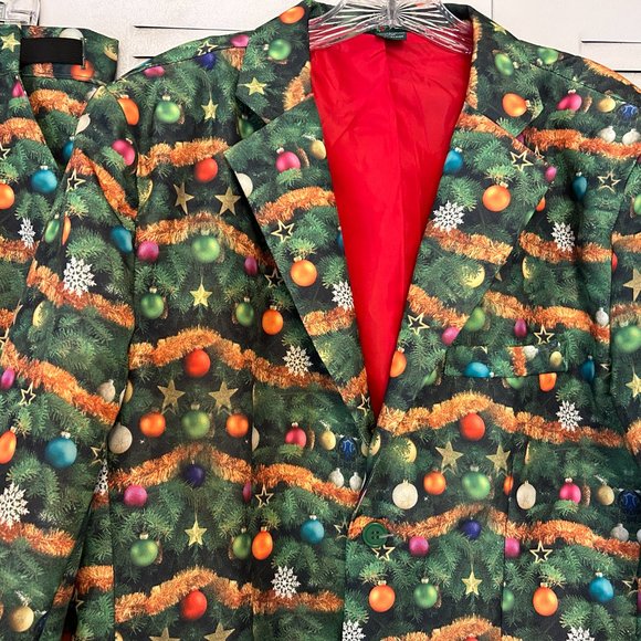 Mens LIFE OF THE PARTY Sz M Multi-Color Christmas Tree Jacket and Pants Suit FUN - Picture 4 of 13